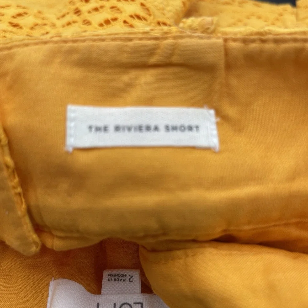 Riviera Mustard Yellow Eyelet Crochet Shorts - Picture 5 of 8